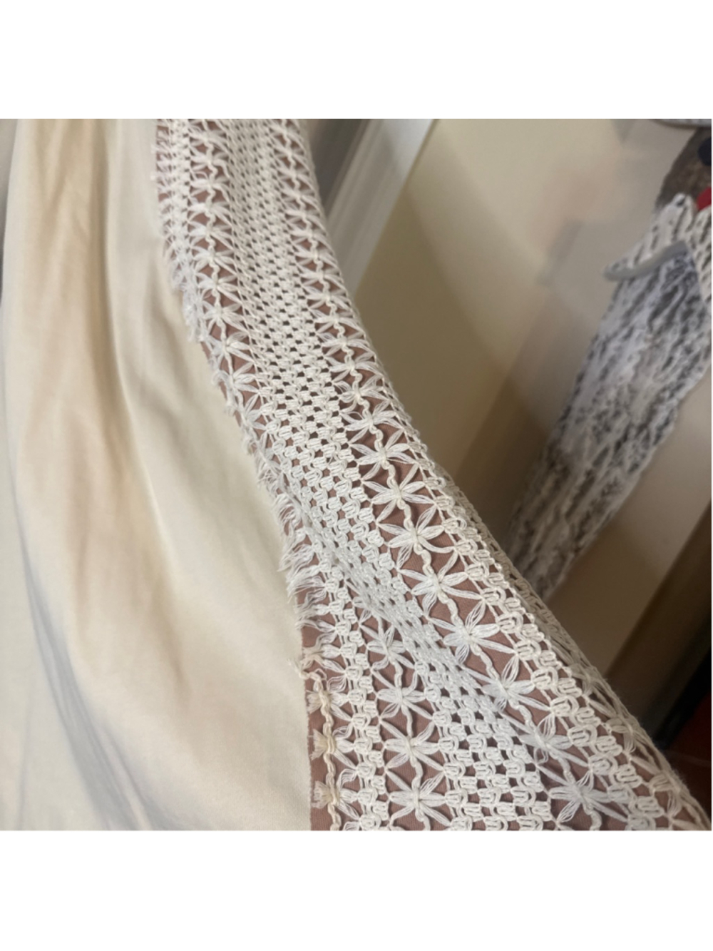Mello Beige Wide Leg Pants with Crochet Trim - Picture 4 of 5